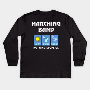 Marching Band Weather White Text Kids Long Sleeve T-Shirt